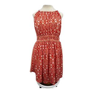 Free People Womens Mid Summers Day Printed Halter Tunic Dress Size L Orange